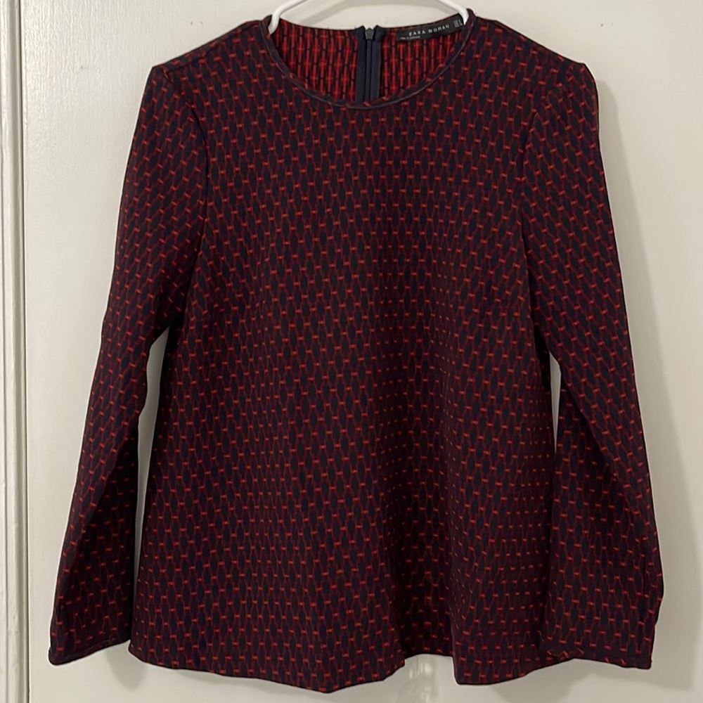 Zara Geometric Long Sleeves Blouse